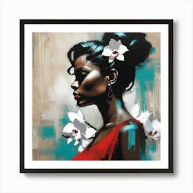 Woman With Orchids 1 Art Print
