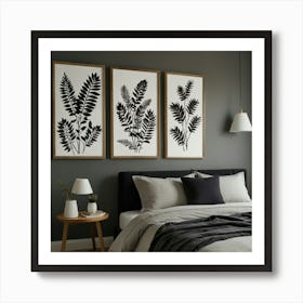 Black And White Ferns Art Print