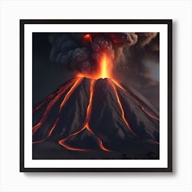 Volcano Erupting Art Print