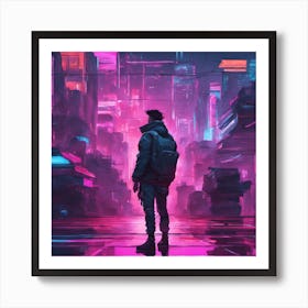 Cyberpunk city Art Print