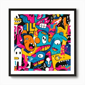 Cartoon Monsters Art Print