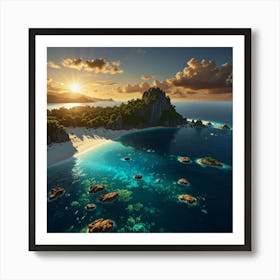 Aerial View Of A Tropical Island Art Print