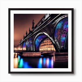 Paris Bridge At Night 16 Art Print