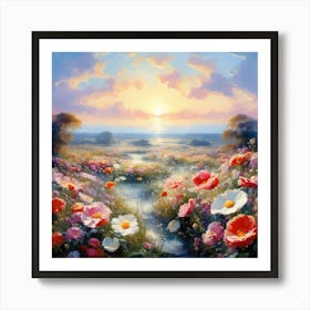 Bloemenzee Dutch For Sea Of Flowers Fields Of Flowers In A Dreamlike State With Swirling 6 Art Print