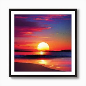 Sunset On The Beach 125 Art Print