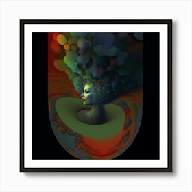 Surreal , Crazy hair, artwork print, "On Another Galaxy. Art Print