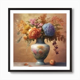 Autumn Flowers In A Vase Art Print