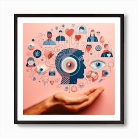 Hand Holding A Brain Art Print