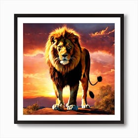 Lion At Sunset 1 Poster