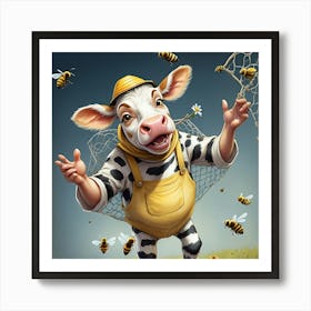 Bees And Cows 1 Art Print