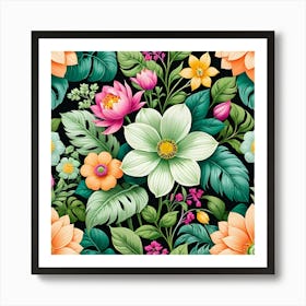 Floral Seamless Pattern Art Print