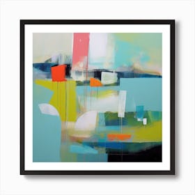 Blue Vibes Colorblock Contemporary Art 27 Art Print