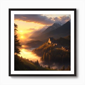 Sunrise In The Mountains Art Print