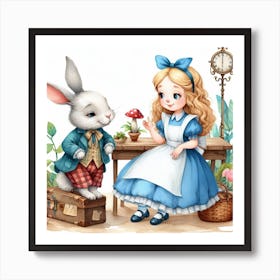 Alice and Peter Rabbit in Wonderland Art Print