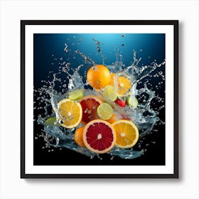 Fruit Splashing Water Art Print