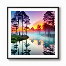 Sunrise In The Forest 2 Art Print