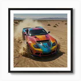 Colorful Sports Car In The Desert Art Print