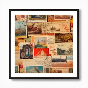 Postage Stamps Collection Photo Art Print