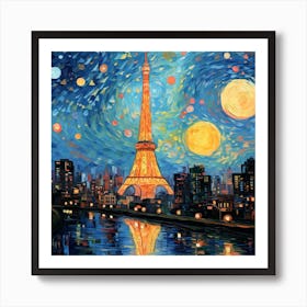 Eiffel Tower At Night 3 Art Print