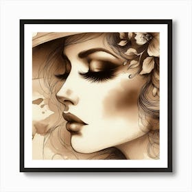 Portrait Of A Woman In A Hat Art Print