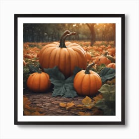 Pumpkins In The Field Art Print