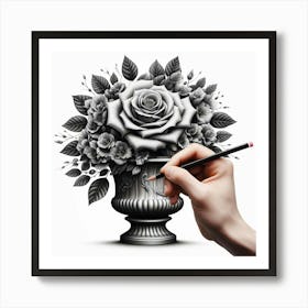 Black And White Roses Art Print