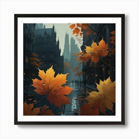 Autumn Leaves In The City Art Print