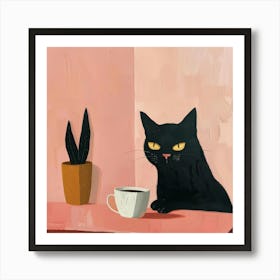 Cat With A Cup Of Coffee 1 Art Print