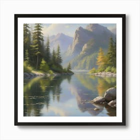 Serene Landscapes: These images capture the tranquility and beauty of untouched natural landscapes, from misty forests to serene lakeshores. They invite viewers to escape the hustle and bustle of everyday life and immerse themselves in the calming embrace of nature's majesty. Art Print