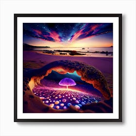 Psychedelic Mushroom Cave Art Print