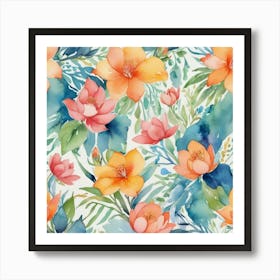 Watercolor Floral Pattern 4 Art Print