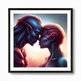 Aliens In Love Art Print