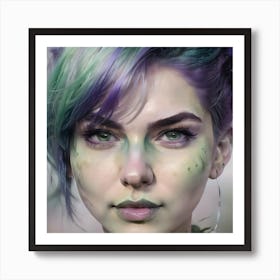 Sexy Girl With Green Hair Art Print