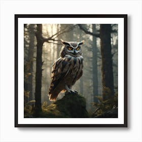 Owl In The Forest 91 Art Print