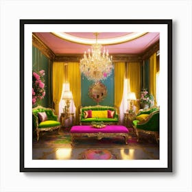 Futuristic Beautiful French Mansion Interior Livin (8) Art Print