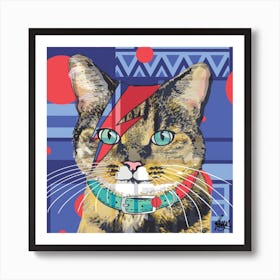 Bowie Tabby Cat Square Art Print