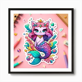 Mermaid Sticker Art Print