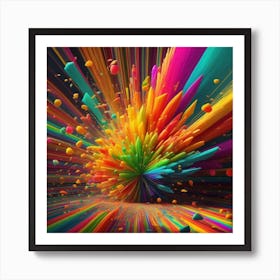 Color Explosion 1, an abstract AI art piece that bursts with vibrant hues and creates an uplifting atmosphere. Generated with AI, Art style_Rainbow,CFG Scale_3.0, Step Sc Art Print