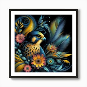 Eagles And Flowers 4 Art Print