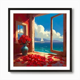 Roses In The Window Art Print