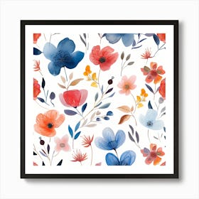 Watercolor Floral Pattern Art Print