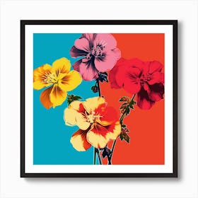 Andy Warhol Style Pop Art Flowers Geranium 1 Square Art Print
