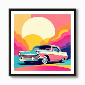 Retro Illustration Cartoon Vibrant Colors Pastel Black White Gradient Nostalgic Animated 2 Art Print