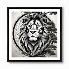 Lion In The Forest 16 Art Print