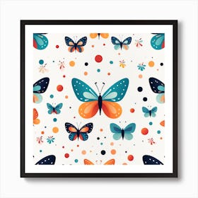 Butterflies On A White Background Art Print