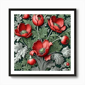 Red Poppy Wallpaper william morris inspired art Poster