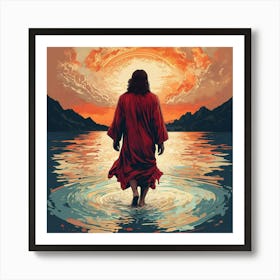 Jesus In The Water Art Print