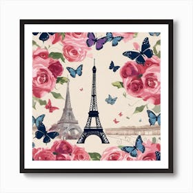 Paris Roses And Butterflies 23 Art Print