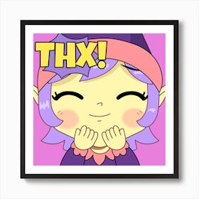 Thx - Twitch Emote Generator With A Cute Female Elf Saying Thanks - anime, manga, cute Art Print