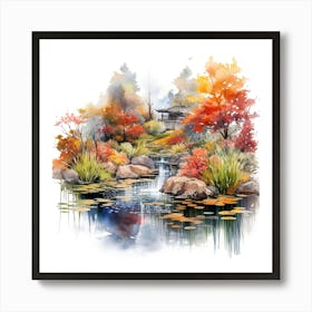 Watercolor Of A Pond 1 Art Print